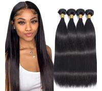 TNICE Human Hair Bundles Brazilian Straight Hair (8"10"12"14", 280g) 100% Unprocessed Virgin Weave Hair Human 4 Bundles for Women Hair Extensions Natural Black Color
