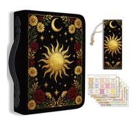 TNKBREEZE 1 funda de Biblia con diseño de sol y luna, diseño retro de flores de piel sintética, con marcapáginas, para mujeres, hombres, cuadernos cristianos, accesorios de transporte, 20,3 x 28,5 x