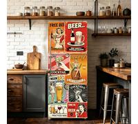TNKBREEZE 2 calcomanías de vinilo vintage para puerta, despegar y pegar, póster retro de cerveza, extraíble, impermeable, para puerta de nevera, cocina, hogar, oficina, decoración de 200 x 83 cm