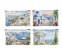 TNKBREEZE 4 bolsas pequeñas de maquillaje para mujer, bolsas de cosméticos de verano para bolsos, 4 estilos, viajes, aseos, cuidado de la piel, bolsa con cremallera, 9 × 6 pulgadas, regalo de