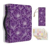 TNKBREEZE Funda de Biblia para mujer, diseño de magnolias moradas, estampado floral, piel sintética, bolsa de transporte con marcapáginas, libro inspirador de la Biblia con asa y cremallera, regalos