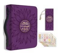 TNKBREEZE Funda de la Biblia para mujer, diseño de girasol morado, de piel sintética, con marcapáginas, libro de versículo bíblico inspirador, con asa y cremallera, regalos cristianos, accesorios de