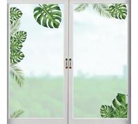 TNKBREEZE Monstera - Calcomanías de ventana no adhesivas para ventanas, hojas frescas, impermeables, de PVC, para evitar personas, pájaros, calcomanías de vidrio para dormitorio, baño, decoración del