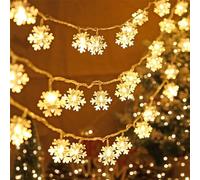 TNMOO Luces de Navidad Copo de Nieve, 6M 40LED Luces de Hadas de Copo de Nieve 8 Modos Luz Navidad con Pilas, Cadena de Luz para Decoración Interior Exterior Bodas Fiesta Patio Jardín Bar