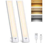 TNMOO Luz Led Armario con Sensor de Movimiento, LED Cocina Bajo Mueble Recargable, Luz Nocturna con 3 Modos, Regulable Lampara LED Adhesiva para Gabinete, Cocina, Escalera, Pasillo