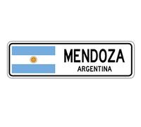 TNND Letrero de calle de Mendoza Argentina, bandera de Argentina, de la ciudad, de campo, de la calle de la pared, 4 x 16 pulgadas