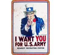 TNND Letrero de metal retro con texto en inglés "I Want You for U.S. Army Uncle Sam", 20,3 x 30,5 cm