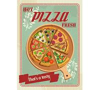 TNND - Placa de metal retro para pizza, diseño retro de pizza, diseño vintage, 20,3 x 30,5 cm