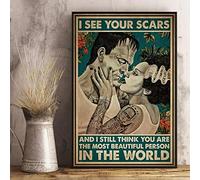 TNND Póster de la novia de Frankenstein I See Your Scars para decoración del hogar, cartel de metal, 20,3 x 30,5 cm