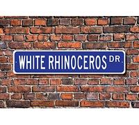 TNND Señal de regalo de rinoceronte blanco para decoración de rinoceronte amante de la pared, cartel para jardín, valla de patio o valla para uso en interiores y exteriores, 10 x 16 pulgadas