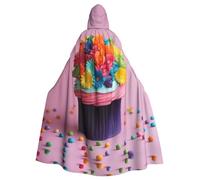 Tnnutp - Capa con capucha de longitud completa unisex con diseño de magdalenas multicolor arcoíris para Halloween, fiesta de disfraces