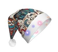 Tnnutp Draw01 - Sombrero de Papá Noel luminoso LED con diseño de lobo colorido para Navidad, Año Nuevo, fiesta de Navidad, decoración favorita de Navidad