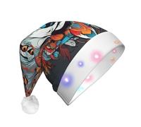 Tnnutp Draw04 - Sombrero de Papá Noel luminoso LED con diseño de lobo colorido para Navidad, Año Nuevo, fiesta de Navidad, decoración favorita de Navidad