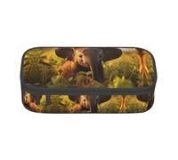 Tnnutp - Estuche de lápices con cremallera, gran capacidad, diseño de elefante, Negro , talla única, Art Deco