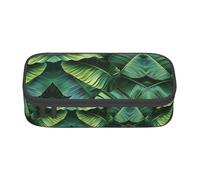 Tnnutp - Estuche para lápices (tamaño grande, cierre de cremallera, diseño de hojas de palmera), Negro , talla única, Art Deco
