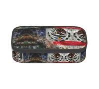 Tnnutp - Estuche para lápices (tamaño grande, con diseño de bandera mexicana americana, con cremallera, gran capacidad, Negro , talla única, Art Deco