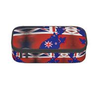 Tnnutp Map04 - Estuche para lápices (tamaño grande, con cremallera, gran capacidad, incluye una bandera abstracta de Nueva Zelanda), Negro , talla única, Art Deco