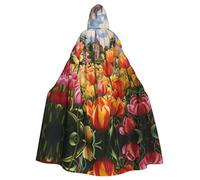 Tnnutp Tulip Garden - Capa unisex con capucha de longitud completa para fiesta de Halloween, cosplay