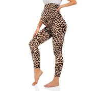 TNNZEET Leggings de maternidad de cintura alta para mujer, pantalones de maternidad, leggings largos para yoga, leopardo, L