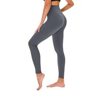 TNNZEET Mallas Deporte Mujer de Cintura Alta, Opacos,Leggins Mujer Vestir para Yoga Fitness Pilates Training(Gris Oscuro,S-M)