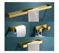 TNOMS, Juego de 4 accesorios de baño moderno de acero inoxidable dorado para soporte de toallas de baño, montaje en pared, 60 cm
