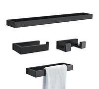TNOMS, Juego de toallero de 4 Piezas de Acero Inoxidable (SUS304) montado en Pared, Accesorios de baño Modernos, 60 cm, Negro