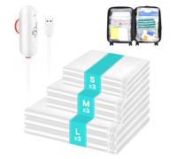 TNOMSNO 10PCS Bolsas Vacio Ropa, Bolsas de Almacenaje al Vacio con Bomba Eléctrica Portátil olsas de Almacenaje al Vacío para Mudanzas ArtíCulos De Viaje, (3x 40x40cm, 3x 40x50cm, 3x 40x60cm)