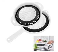 TNOMSNO 2 Piezas Escurridor Plegable, Colador de Cocina con Asa, Silicona, Segura y No Tóxica Escurridor Verduras, Colador Plegable para Escurrir Frutas, Verduras y Pasta