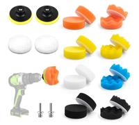 TNOMSNO 22 Piezas Esponja Pulir para Coche, 80mm Kit de Esponja Pulir Coche Almohadillas Esponja de Pulido Coche, Kit de Pulido para Taladro M10 para Pulido y Encerado de Automóviles