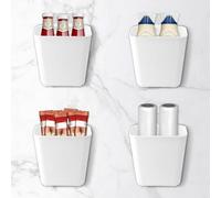 TNOMSNO 4 Piezas Cajas Organizadoras Autoadhesivas de Pared, Cajas de Almacenamiento Autoadhesivas para Montar en la Pared Organizador de Artículos Pequeños para Gabinete Baño Refrigerador
