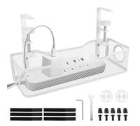 TNOMSNO Bandeja Organizador Cables Escritorio, Bandeja de Gestión de Cables para Debajo del Escritorio Organizador Cables Mesa sin Taladro Recoge Cables Mesa Escritorio para Oficina Blanco