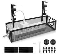 TNOMSNO Bandeja Organizador Cables Escritorio, Bandeja de Gestión de Cables para Debajo del Escritorio Organizador Cables Mesa sin Taladro Recoge Cables Mesa Escritorio para Oficina