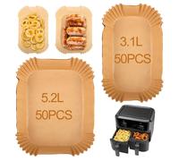 TNOMSNO Freidora de aire caliente Accesorios para Tefal 5.2/3.1 L Dual Easy Fry, Papel Para Freidora de Aire, Papel Desechable Antiadherentes de Horno (50Pcs+50Pcs)