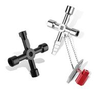 TNOMSNO Llave Triangular Contador, 2 Piezas Llave De Utilidad 4 Puntas, Llave de Utilidad Multifuncional, Llave Contador Agua, Llave Maestra para Agua, Eléctrico, Ascensor, Gas y Válvulas