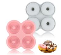TNOMSNO Moldes para dulces, 2 piezas y 4 cavidades molde rosquillas, moldes de silicona para pasteles, moldes de silicona dulces para cupcakes, galletas, magdalenas y dulces