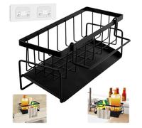 TNOMSNO Organizador de Fregadero Con Gancho, Soporte Estropajo para Fregaderos de Baño y Cocina (Negro)