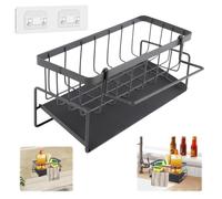 TNOMSNO Organizador Fregadero, Organizador de Fregadero Organizador para Fregadero de Cocina con Gancho, Soporte Estropajo Fregadero para Fregaderos de Baño y Cocina (Gris)