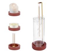 TNOMSNO Quemador de Incienso, Tradicional Porta Incienso Invertido con Base de Madera Extraíble & Cubierta de Cristal, Quemador Incienso para Oficina, Yoga, Meditación