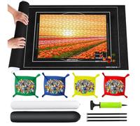 TNOMSNO Tapete Puzzle 1500 Piezas, Alfombra Puzzle 1500 1000 500 Pezzi, Portátil Fieltro Estera de Rompecabezas,116x66cm, Tapiz Puzzle Enrollable, Negro