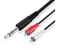 TNP Cable de Audio 6.35 mm TRS a Dual RCA, Macho 6.35 mm TRS a 2 RCA Cable Conector Jack 1M, Conector Adaptador Estéreo de Audio