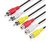 TNP Cable de Extensión RCA, 3RCA Macho a 3RCA Hembra, Cable de Audio y vídeo de 2 Canales (6 pies/ 2M)