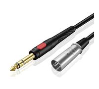 TNP Cable de micrófono Conector XLR Macho de 3 Pines a 6,3 mm TRS Macho estéreo Chapado en Oro para micrófonos,aAltavoces Activos, Escenario, DJ y Consolas de Sonido de Estudio (6 pies/ 2M)