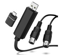 TNP Cable Interfaz MIDI a USB, Convertidor Entrada y Salida Teclado Instrumento Piano a Mac PC Portátiles Windows para Estudio de Música, Color Negro (6 pies)
