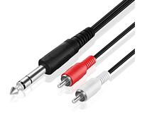 TNP Cable Jack 6,35 mm Macho a 2 RCA Macho - 5m, Cable Jack a RCA Adaptador Divisor Y TRS estéreo, Cable de Audio Jack a Doble RCA para Cine en casa, computadora, Altavoz, Receptor AV, Negro