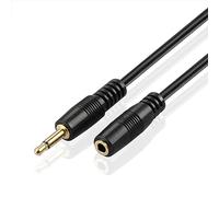 TNP Cable Mini Jack a Mini Jack de 3,5mm Mono - 2 Metros, Cable Mini Jack TS Mono para Audio Macho a Hembra, Alargador Jack de extensión IR y del Receptor del Sensor infrarrojo, Negro, 2m
