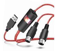 TNP Convertidor Interface MIDI a USB In-out de 2M (6Ft), 5 PIN DIN Cable Adaptador para Instrumentos Musicales, Electronicos Teclado de Piano a PC, Portátil, Mac, iPad, iPhone, Music Studio (Rojo)