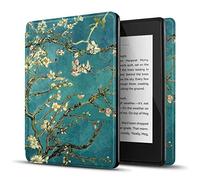TNP Funda para Amazon Kindle Paperwhite 10.ª generacion de Cuero, 6 Pulgadas, Funda Protectora para Kindle Paperwhite 10 generacion con función de Auto-sueño para E-Reader, Flor de Almendro