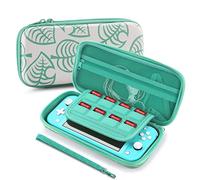 TNP Funda para Nintendo Switch Lite, Estuche Switch Lite de Animal Crossing New Horizons, Accesorios de transporte para consola Nintendo Switch Lite, con asa de correa, 10 tarjeteros, turquesa y hojas