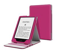 TNP Fundas para Kindle Paperwhite 11ª Generación - 2021 / Edición Signature para eReader de 6,8 Pulgadas con Soporte Plegable, Flip Vertical Origami, Cubierta Premium de Cuero PU, Rosa Fucsia