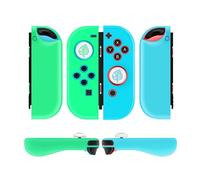 TNP Gel Guards with Thumb Grips Caps for Nintendo Switch Joy-Con Grip - Protective Case Covers Anti-Slip Lightweight Animal Crossing Design Comfort Grip Controller Skin Accessories (1 Pair White Leaf)